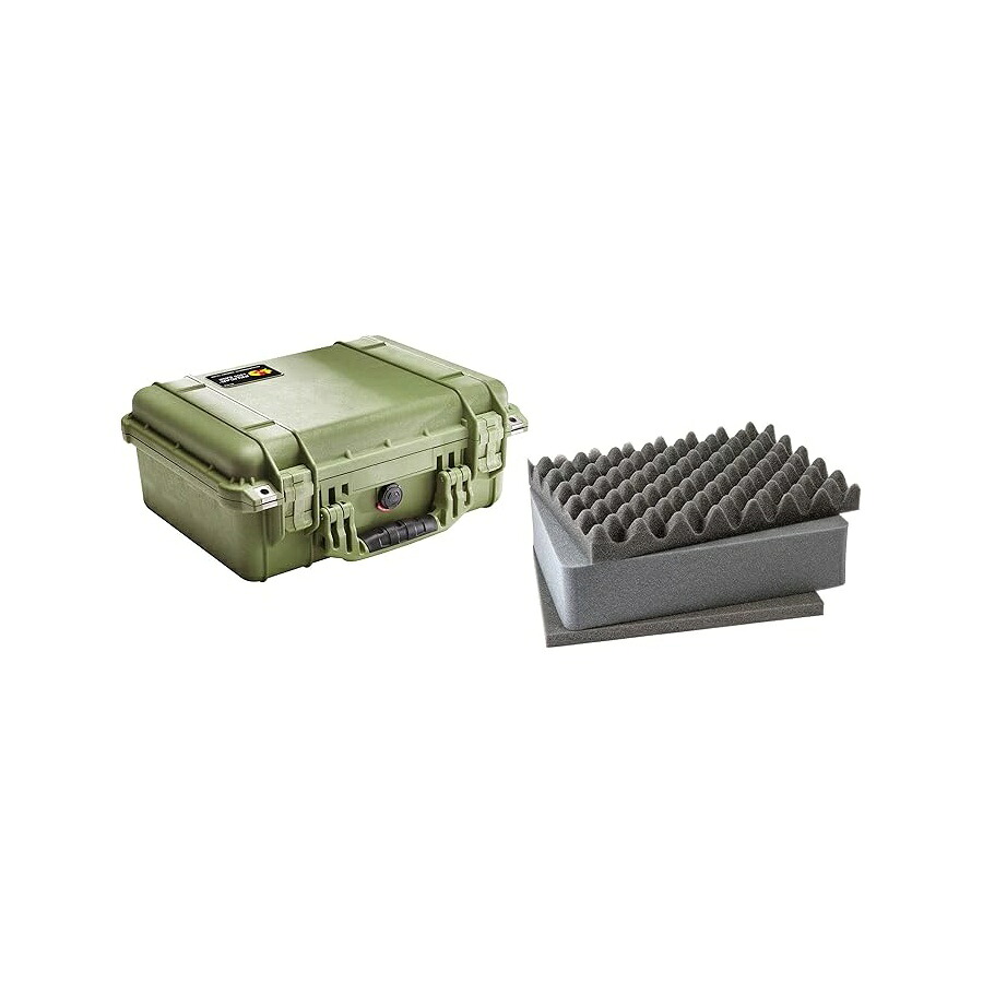 伽藍鳥 1450 OD 緑であること計器入れもの 質問用紙付き添い人 13\" x 16\"" x 6.88\"" Pelican 1450 OD Green Equipment Case with Foam 13\"" x 16\"" x 6.88\"""
