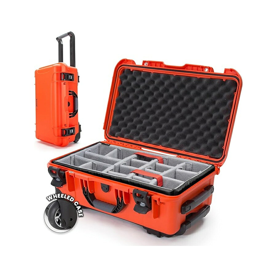 NANUK 935 パッド入り口・入口ディバイダー付き添い人捉え所のない容れもの ? 車輪付き添い人雨合羽備品容れもの 22 in x 14 in x 9 in ? 防塵および耐衝撃性 飛行会社組織への機内持ち込み聞きとどける済み ? オレンジ色 NANUK 935 Hard Case with Padded Divider ? Waterproof Equipment Case with