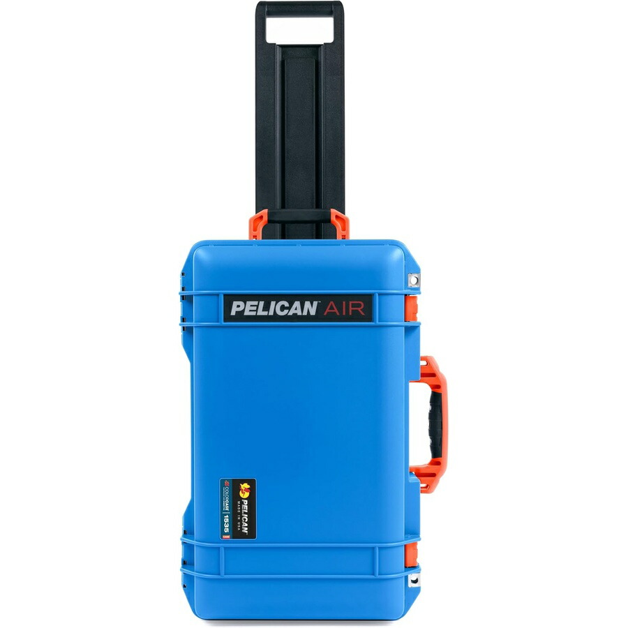 エレクトリックブルーペリカン 1535 エアキャリーケース オレンジ色色の手持ち部分とラッチ  Electric Blue Pelican 1535 Air Carry-on Case Comes empty Orange Handles \u0026 Latches.