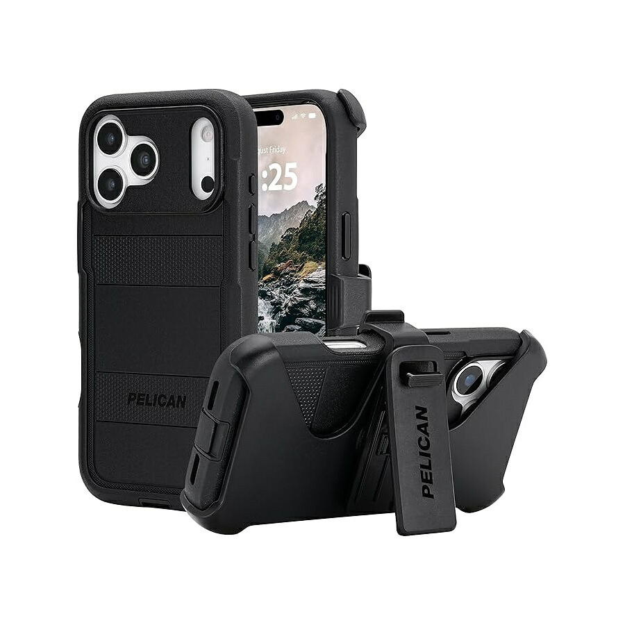 伽藍鳥 Voyager iPhone 17 Pro Max 容れもの [MagSafe 相応う] 牢固たるなスマホケース 24 フート軍事評価の落っこちる防御すること付き添い人 高耐久電話を掛ける取りまかなう iPhone 17 Pro Max 用ベルトクリップホルスター付き添い人 黒いこと Pelican Voyager iPhone 17 Pro Max Case