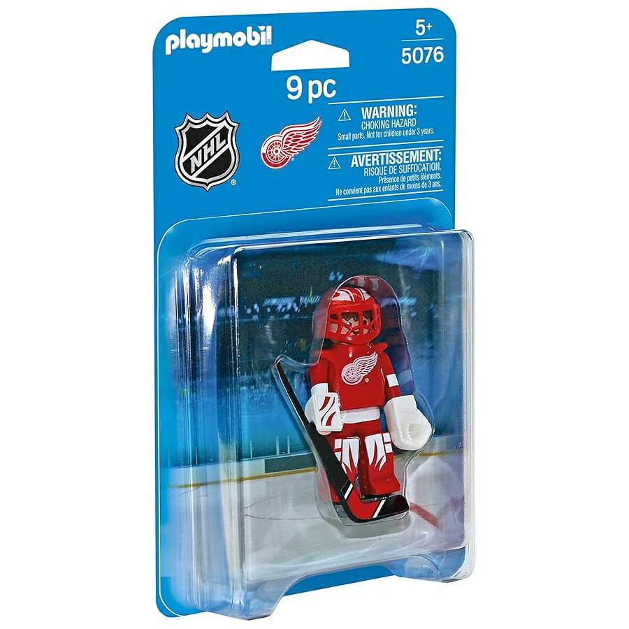 プレイモービル NHL 自動車の街 赤いこと ウィングスのキーパー Playmobil NHL Detroit Red Wings Goalie