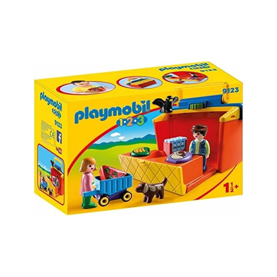プレイモービル テイクアロング 証券業界の屋台 精神的な統合書き割り Playmobil Take Along Market Stall Building Set