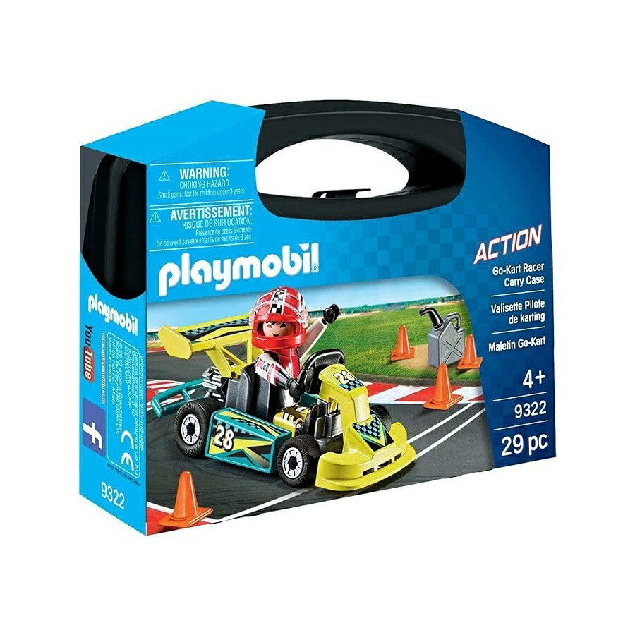 プレイモービル ゴー手押し車 レーサー 持ちはこび容れもの 精神的な統合書き割り Playmobil Go-Kart Racer Carry Case Building Set