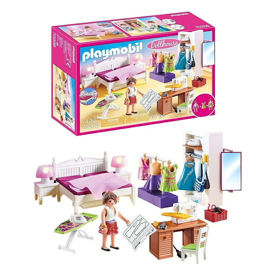 プレイモービル 寝台お座敷 ソーイングコーナー調度品容器に並べる付き添い人 Playmobil Bedroom with Sewing Corner Furniture Pack