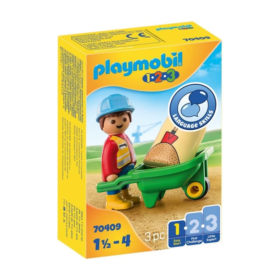 プレイモービル 建設労働者 手押し車 70409 1.2.3 幼児用 Playmobil Construction Worker with Wheelbarrow 70409 1.2.3 for Young Kids｜i-selection 7,869円