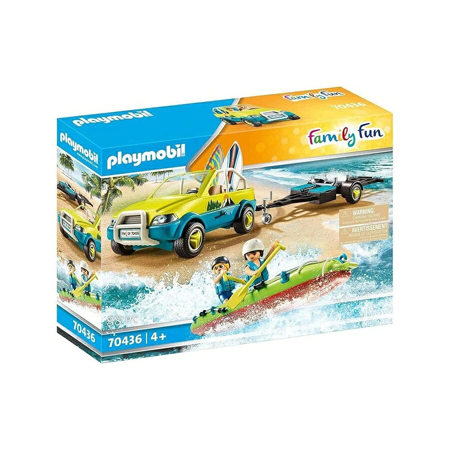 カヌー付き添い人プレイモービル 砂浜 鉄道車両 Playmobil Beach Car with Canoe