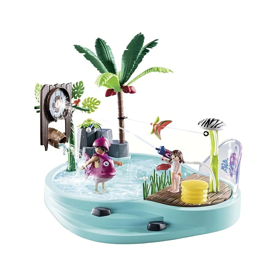 プレイモービル小さなスウィミングプール（水噴霧器付き添い人） Playmobil Small Pool with Water Sprayer