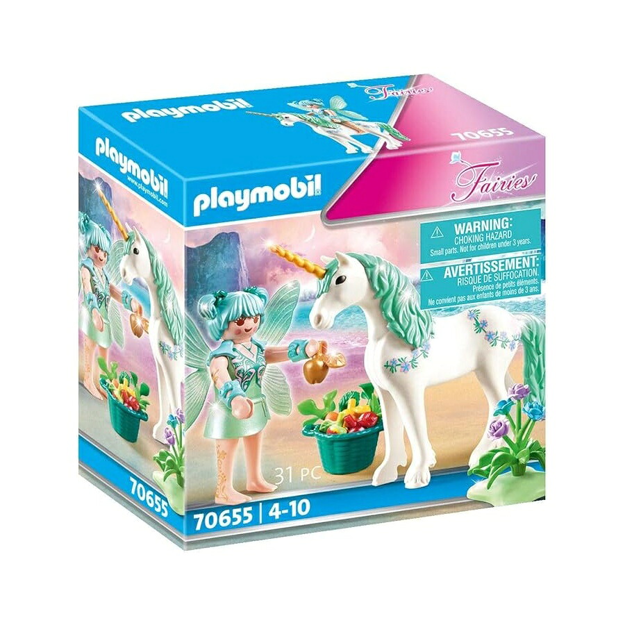 プレイモービル フェアリーズ 70655 ユニ唐きび フィーダーフェアリー付き添い人 4歳から Playmobil Fairies 70655 Unicorn with Feeder Fairy, from 4 Years