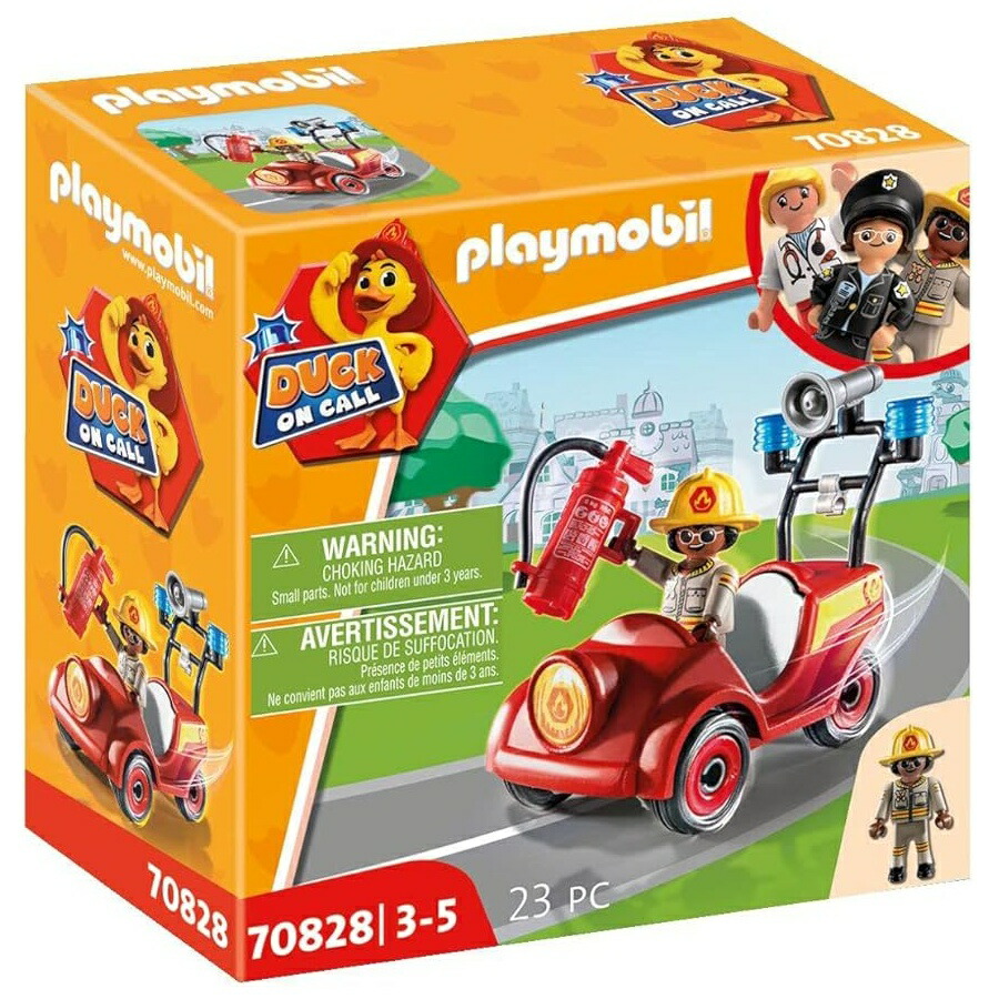 プレイモービル 合鴨 オン 電話を掛ける 消防保護することミニカー Playmobil Duck On Call Fire Rescue Mini-Car