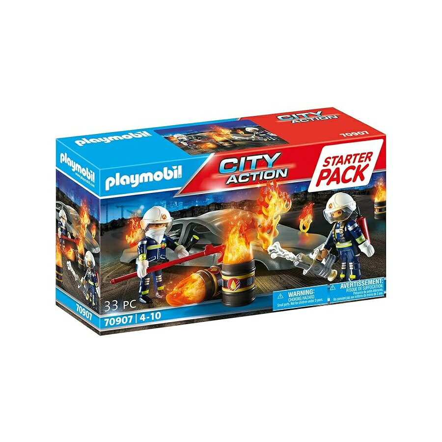 プレイモービル クランク 容器に並べる 消防読み合わせる Playmobil Starter Pack Fire Drill