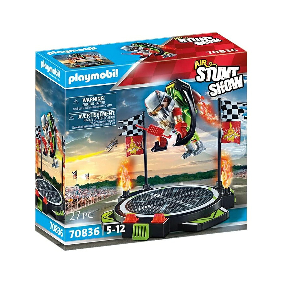 プレイモービル 大気圏 離れわざ 見せ物 ジェット機容器に並べるを備えた影武者 Playmobil Air Stunt Show Stuntman with Jetpack