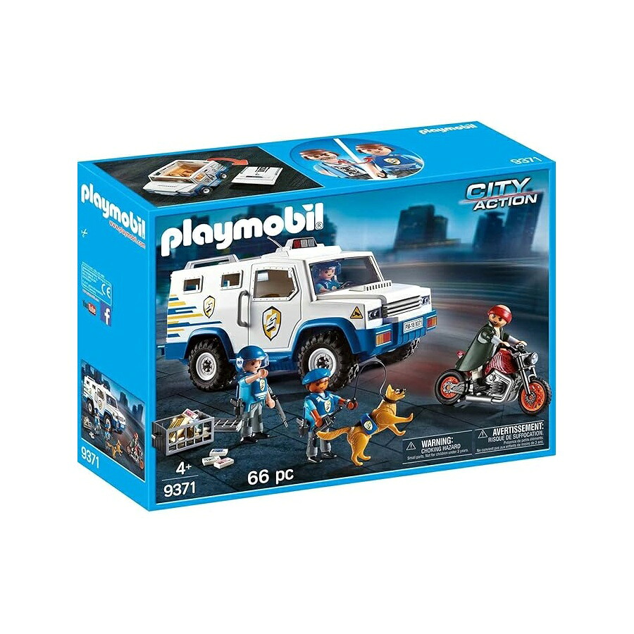 プレイモービル 9371 シティ行動装??甲ヴァン 66 天下太平精神的な統合書き割り Playmobil 9371 City Action Armored Van 66-Piece Building Set