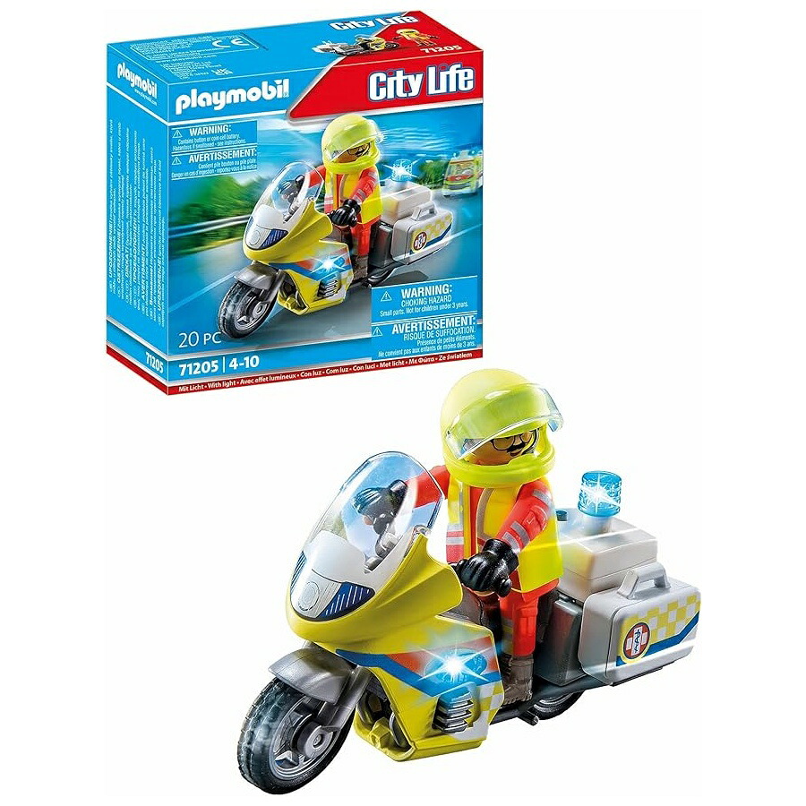 プレイモービル レスキュー バイク 点滅ライト付き Playmobil Rescue Motorcycle with Flashing Light｜i-selection 12,620円