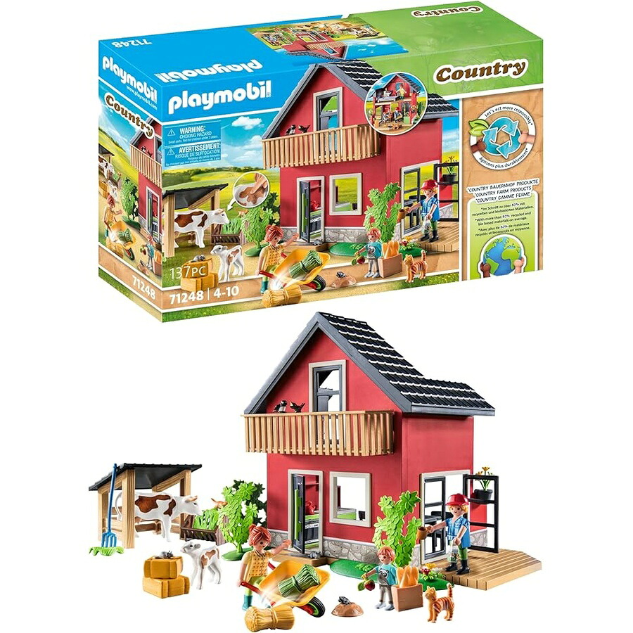 室外領域付き添い人プレイモービル 耕園住み家 Playmobil Farmhouse with Outdoor Area