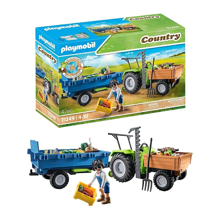 トレーラ付き添い人プレイモービル ハーベスター トラクタ Playmobil Harvester Tractor with Trailer