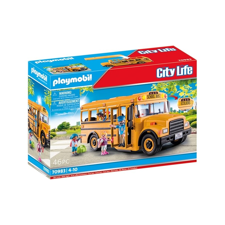 プレイモービル スクールバス 付属物と図形 4 個付き添い人 Playmobil School Bus with Accessories and 4 Figures
