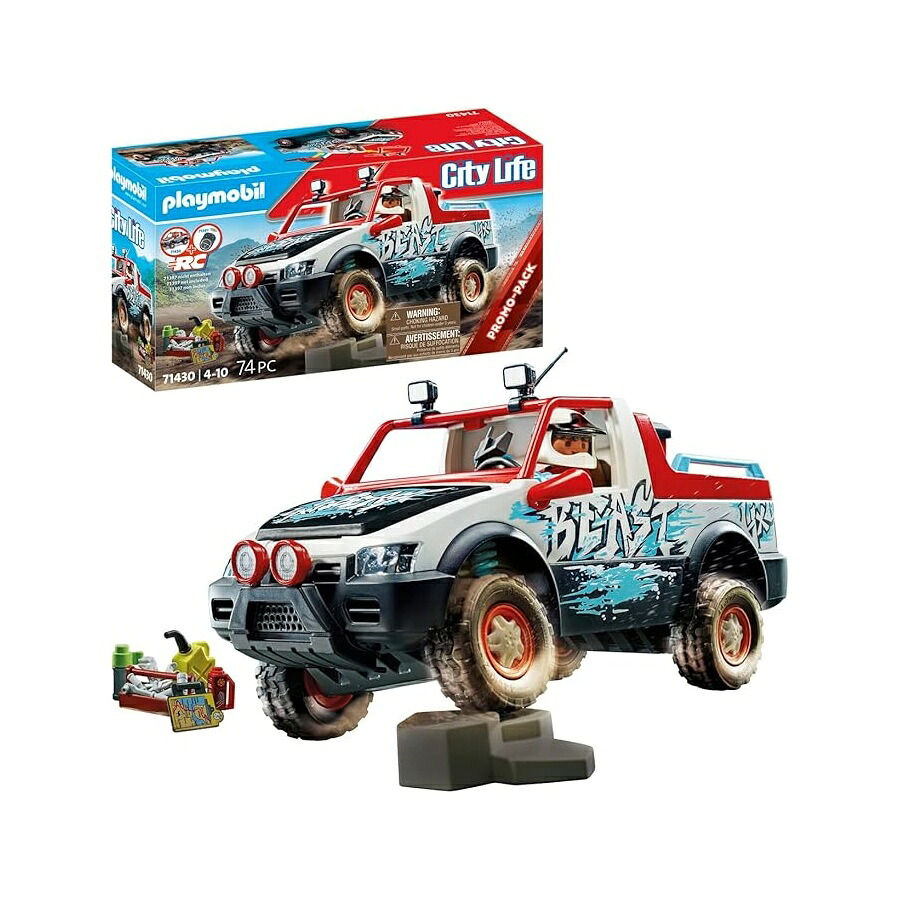 プレイモービル ラリーカーおもちゃプレイセット ? スタントマンミニフィギュアを含む74ピースバンドル ? 可動車軸とフィギュアを挿入する取り外し可能なロールバー ? フルツールボックス 地図 カメラ 魔法瓶 ガス缶付き Playmobil Rally Car Toy Playset 74 Piece｜i-selection