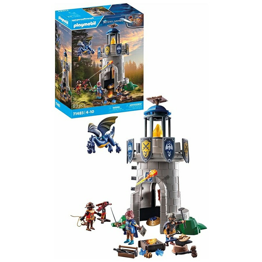 PLAYMOBIL 71483 火竜付き添い人ノベルモアナイト爵の塔 ナイト爵はノベルモア界を守る 1匹の毛の荒物と3人の文字記号付き添い人 中つ世および謂われ因縁的な全ての存在の手あそび。客体年歯 4 歳以上 PLAYMOBIL 71483 Novelmore Knights\u0027 Turret with Dragon The Knights Defend Their