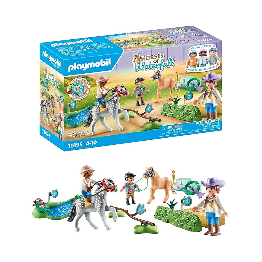 PLAYMOBIL Horses of Waterfall 71495 ポニートーナメント 若若しいはやりっ児の悧巧の興味深いな引きくらべる 十分な量な付属物付き添い人 4 歳のちびっ子向けの事細やかにな手あそび PLAYMOBIL Horses of Waterfall 71495 Ponies Tournament, Exciting Competitions for Young