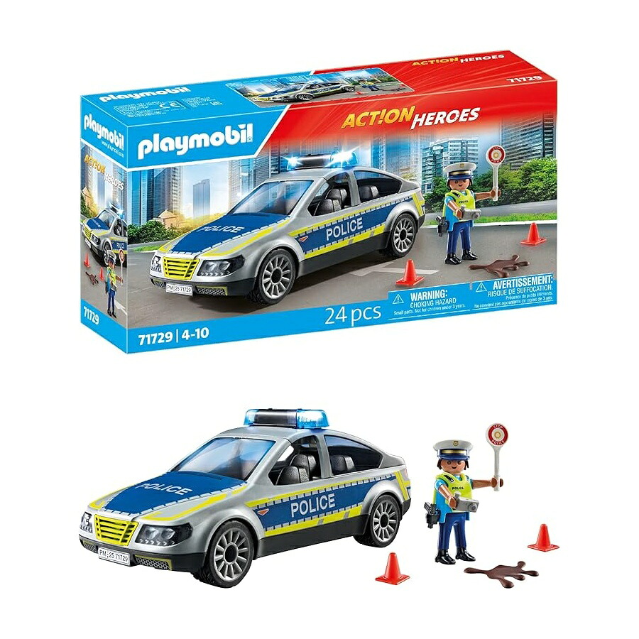 PLAYMOBIL アクション ヒーローズ ポリス パトロールカー おもちゃ 車のおもちゃ 4歳からの子供向け 71729 PLAYMOBIL Action Heroes Police Patrol Car Toy Car Toy for Children from 4 Years 71729｜i-selection