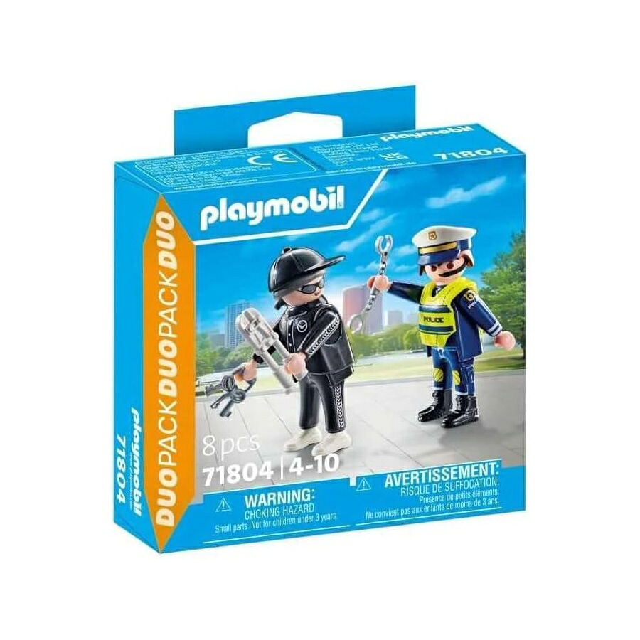 Jupesa お巡りさんと盗み取る プレイモービル 二人組 容器に並べる Jupesa Police and Thief Playmobil Duo Pack