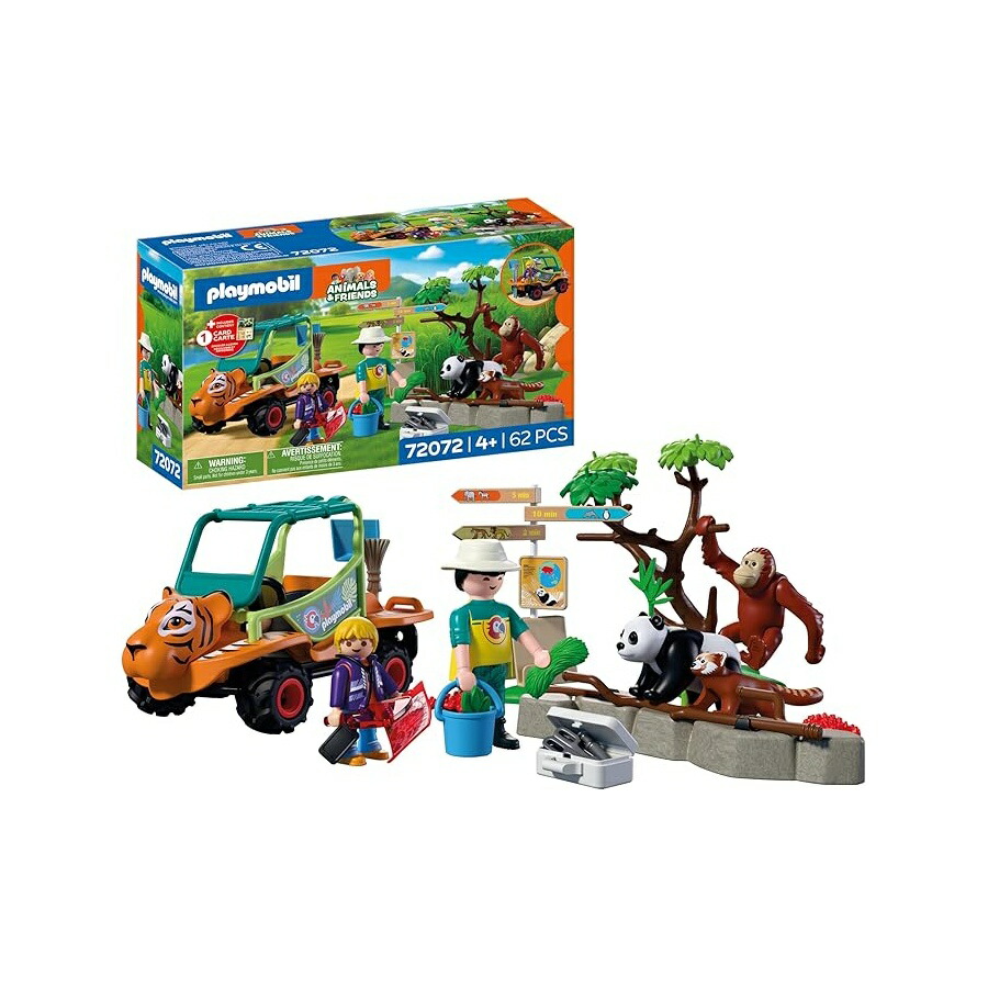 プレイモービル毛の荒物園: 毛の荒物園の繁殖員と車駕 Playmobil Zoo: Zookeeper with Vehicle