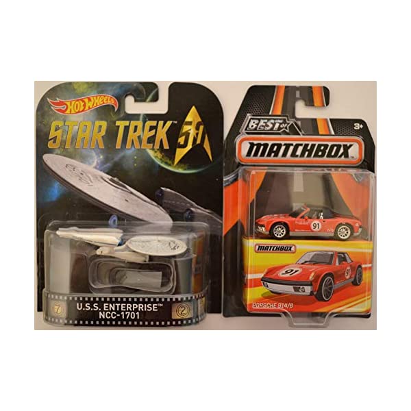 ポルシェ 914 ホットウィール モデルカー 模型 ミニカー グッズ プレゼント スーパーカー Hot Wheels 2 Cars Bundle U.S.S. Enterprise NCC-1701 Star Trek Retro Series & MBX Porsche 914/6 Best of Matchbox Series 1:64 Scale Collectible Die Cast Model Car