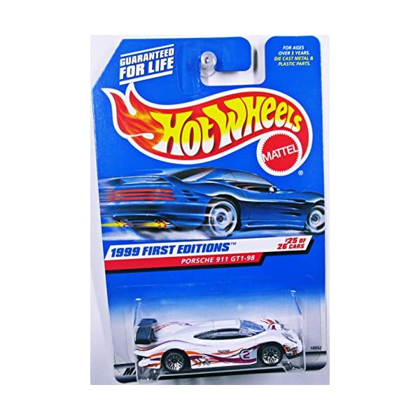 ポルシェ 911 GT1 マテル ホットウィール モデルカー ミニカー 1999 - Mattel Hot Wheels First Editions Porsche 911 GT1-98 #25 of 26 Collector #676 White w/ Racing Graphics 1:64 Scale Die Cast