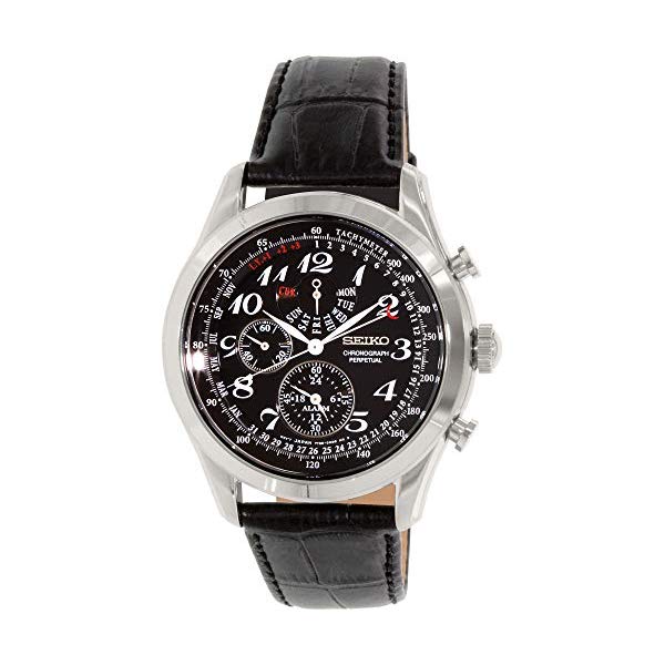 セイコー SEIKO ウオッチ ご覧なさる メンズ 成人男性用 SPC133 Seiko Neo Classic Chronograph Black Dial Black Leather Mens Watch SPC133