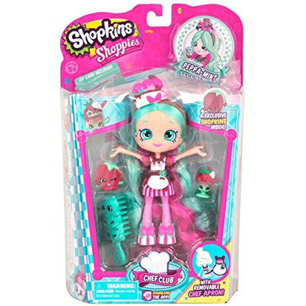ショップキンズ 手あそび あやつり人形 お人形さん 図形 Shopkins Chef Club Shoppies Peppa-Mint Doll