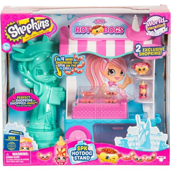 ショップキンズ 手あそび あやつり人形 お人形さん 図形 Shopkins Season 8 USA Hotdog Stand Playset