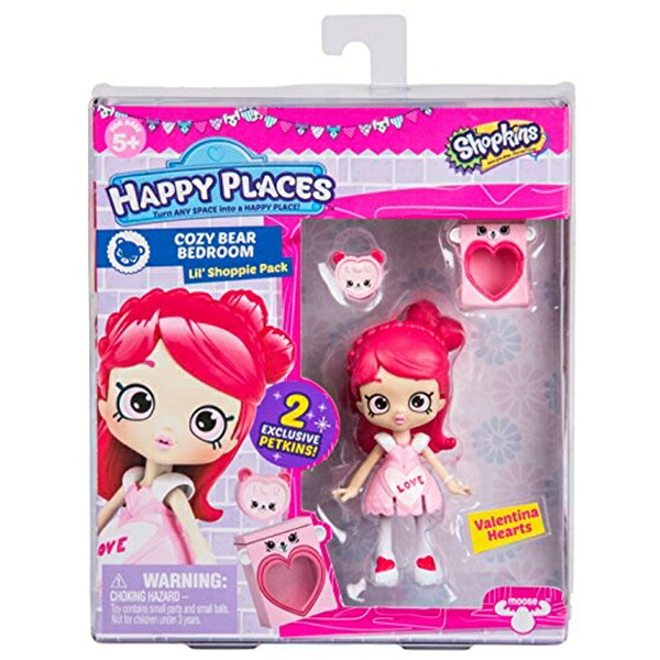 ショップキンズ 手あそび あやつり人形 お人形さん 図形 Happy Places Shopkins Doll Single Pack - Valentina Hearts