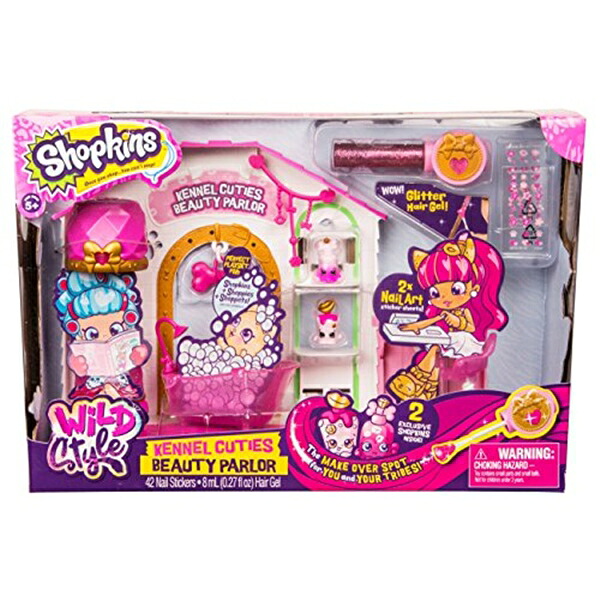 ショップキンズ 手あそび あやつり人形 お人形さん 図形 Shopkins Season 9 Wild Style - Kennel Cutie Beauty Parlor Playset