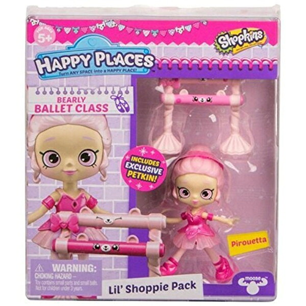 ショップキンズ 手あそび あやつり人形 お人形さん 図形 Shopkins Happy Places Lil Shoppie Pack Pirouetta - Bearly Ballet Class
