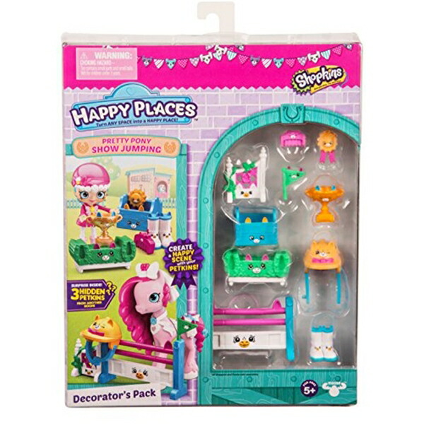 ショップキンズ 手あそび あやつり人形 お人形さん 図形 Happy Places Shopkins Pretty Pony Show Jumping Decorator\u0027s Pack