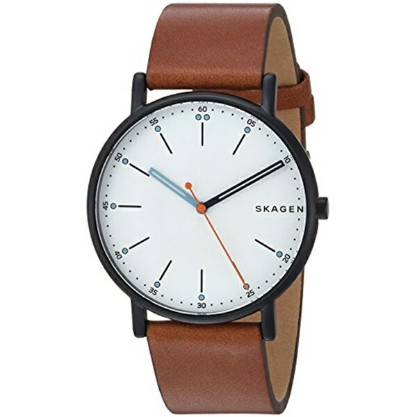 スカーゲン Skagen 腕時計 Skagen Men's 'Signatur' Quartz Stainless Steel and Leather Casual Watch, Color:Brown (Model: SKW6374)
