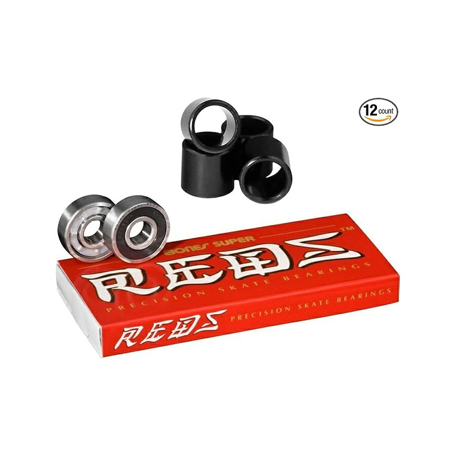ボーンズ 百貨店 レッズ ベアリング 8 風呂敷き包み仕掛ける 無料の Bones スペーサー付き添い人 Bones Super Reds Bearings, 8 Pack set With FREE Bones Spacers