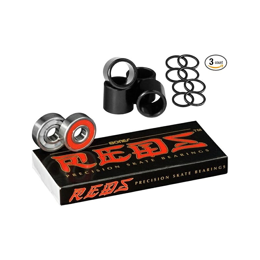 ボーンズ レッズ 細やか滑るベアリング 無料の Bones スペーサーとスピードワッシャー付き添い人 Bones Reds Precision Skate Bearings With FREE Bones Spacers \u0026 Speed Washers