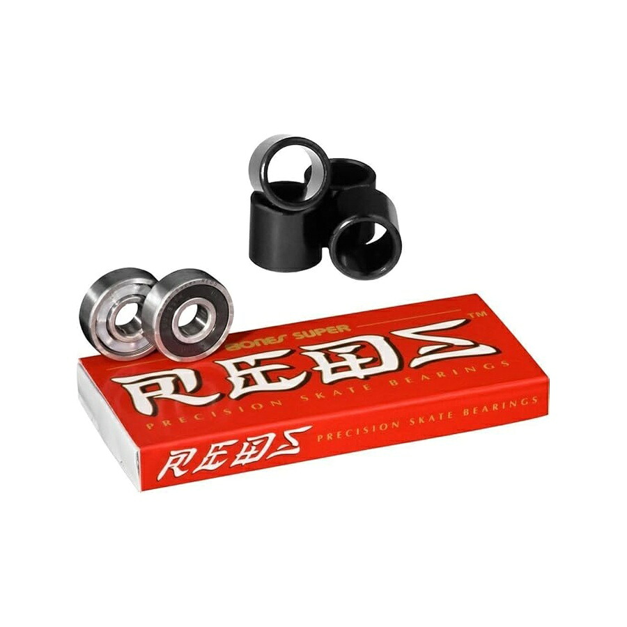 ボーンズ 百貨店 赤いこと 滑るゲーム盤 ベアリング + ベアリング スペーサー 4 個 Bones Super Reds Skateboard Bearings + 4pcs Bearing Spacers