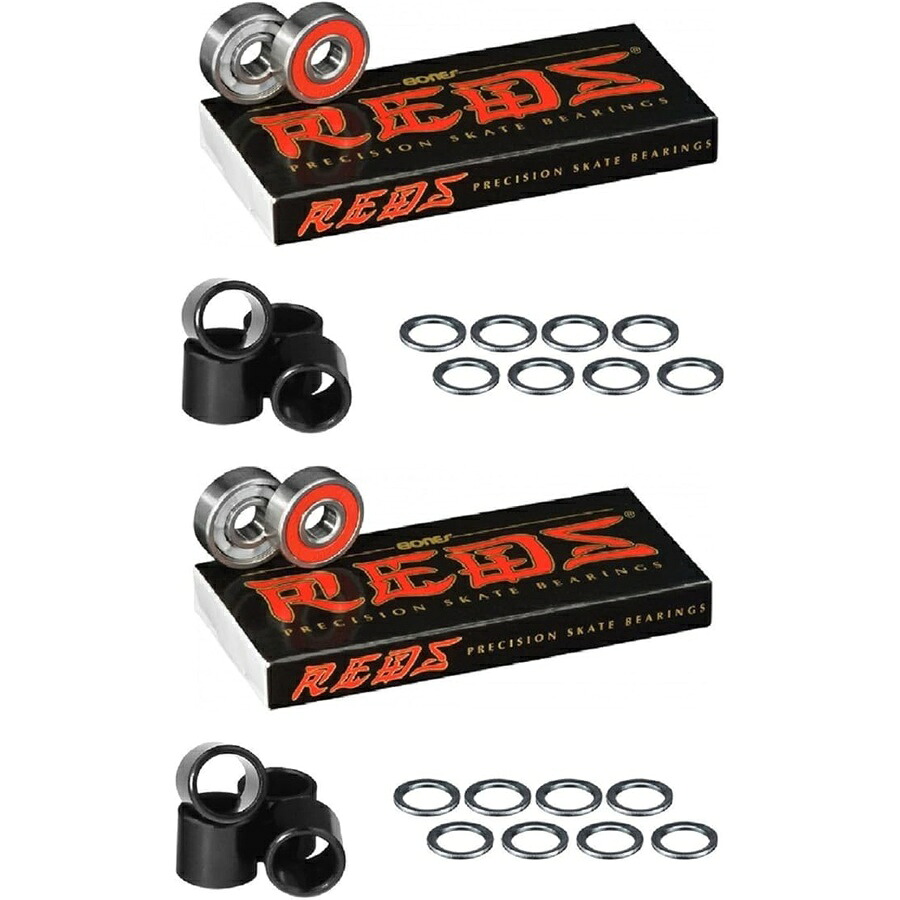 ボーンズ ベアリング レッズ (2) 8 容器に並べる スペーサーと洗濯機付き添い人 Bones Bearings Reds Bearings (2) 8 Packs W/Spacers and Washers