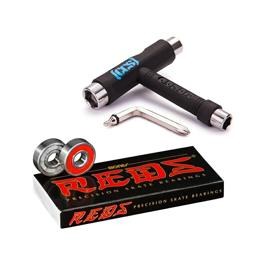 ボーンズ ベアリング レッズ (8 パック スペーサー & ワッシャー) (Bones Reds W/CCS スケートボード ツール) Bones Bearings Reds Bearings (8 Pack, Spacers & Washers) (Bones Reds W/CCS Skateboard Tool)｜i-selection