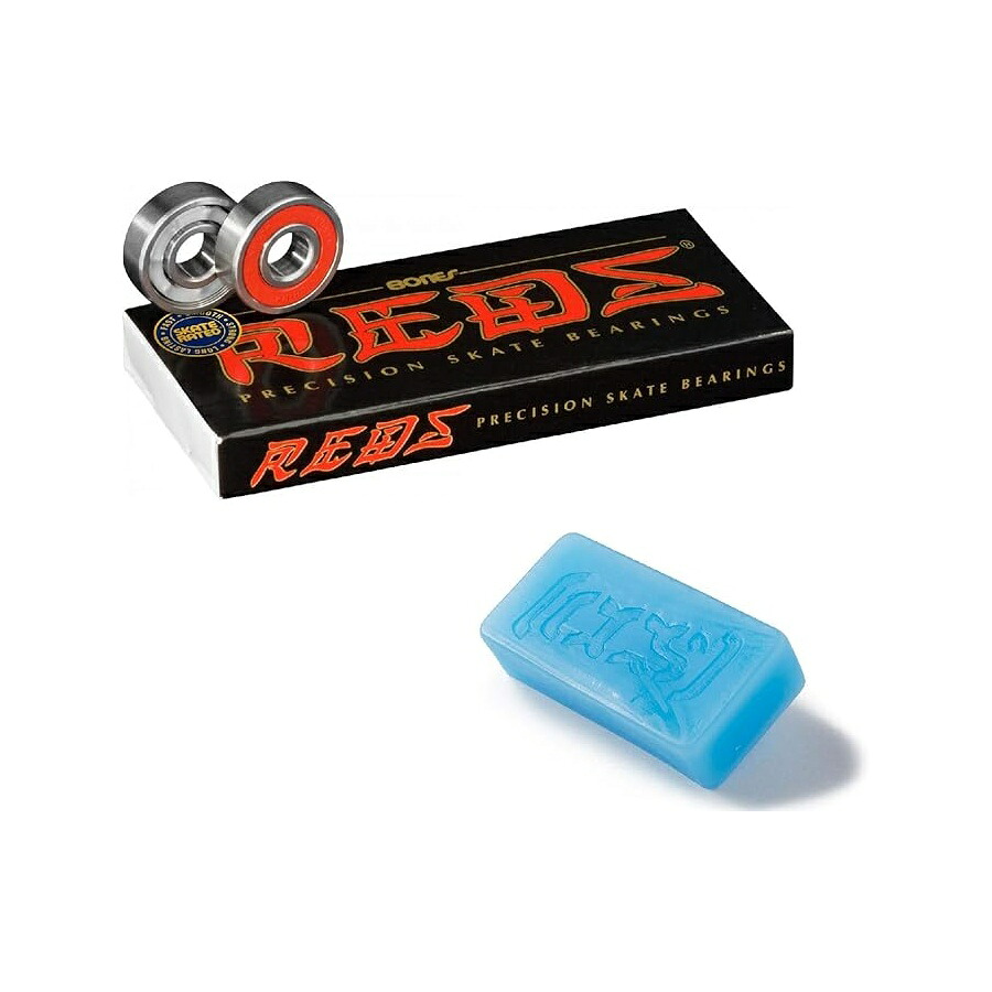 ボーンズ レッズ 滑るゲーム盤 ベアリング 8 風呂敷き包み 青色 CCS 滑る 蝋涙付き添い人 Bones Reds Skateboard Bearings 8 Pack with Blue CCS Skate Wax