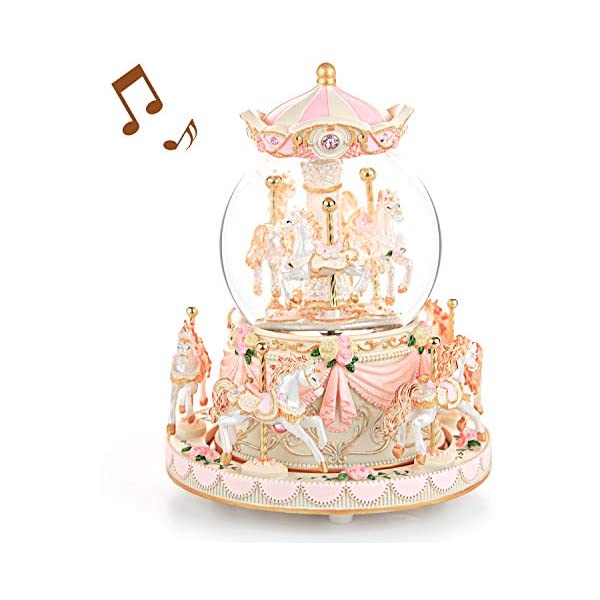 スノードーム ディズニー メリーゴーランド クリスマス 贈与 サンタクロース 高木 Carousel Snow Globe Gift Music Box With Light 8 Horse Windup Musical Christmas Valentine Birthday Anniversary Present For Daughter Wife Girl Kids Hotjobsafrica Org