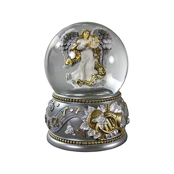 スノードーム エンジェル 天使 クリスマス 差し上げ物 聖ニコラス 天然木 Silver \u0026 Gold Revolving Angel 100粍 Water Globe San Francisco Music Box