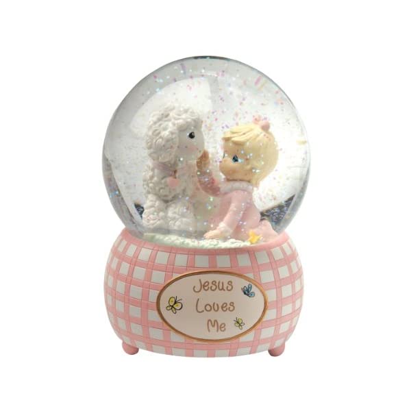スノードーム プレシャスモーメンツ 女の子 ヒツジ 羊 クリスマス プレゼント サンタクロース ツリー Precious Moments, Jesus Loves Me, Snow Globe, Resin, Girl, 102403