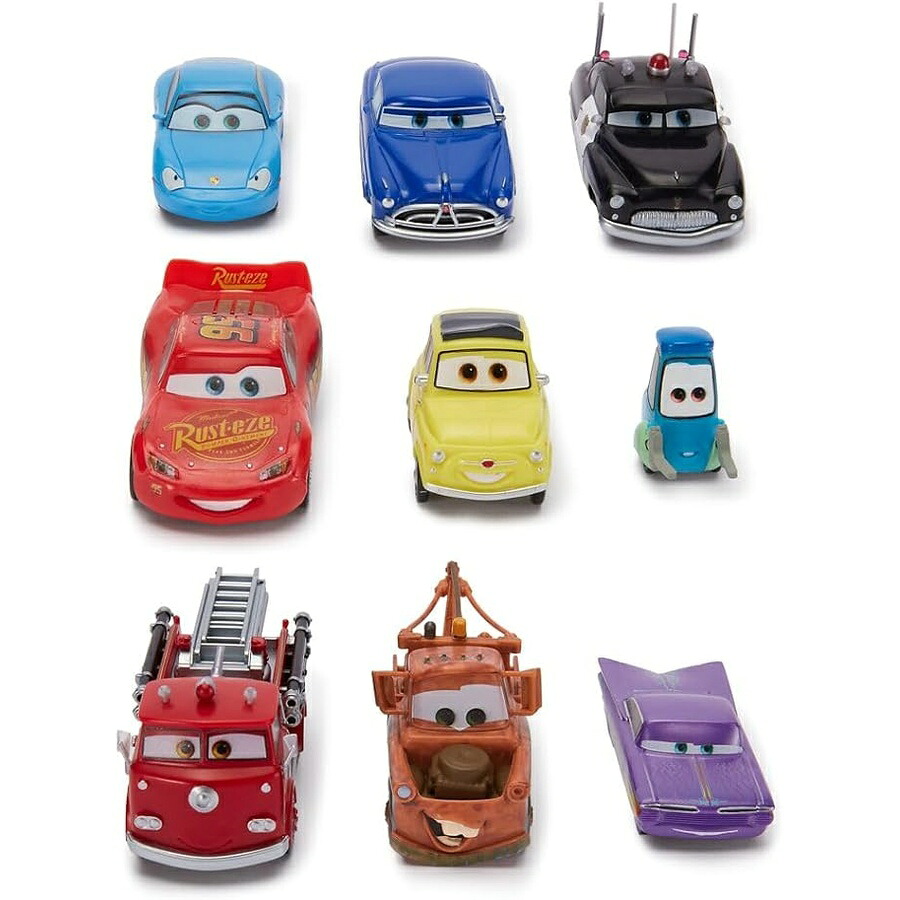 ディズニーストア公式カーズフィギュアセット ? ライトニング・マックィーン トウ・メーターなどを含む完全に彫刻されたディズニーフィギュア9体 景色の背景付きの2段ボックスに入っています Disney Store Official Cars Figure Set ? 9 Fully Sculpted Disney｜i-selection