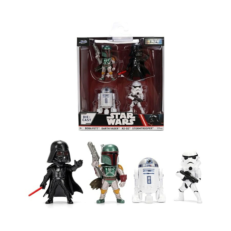 Jada スター・ウォーズ メタルフィグ 4 パック ? ダース・ベイダー ストームトルーパー R2-D2 ボバ・フェット (クラシック) ダイキャストフィギュア 2.5 インチスケール ? 様式化されたディスプレイセットおもちゃ Jada Star Wars Metalfigs 4-Pack ? Darth Vader,｜i-selection