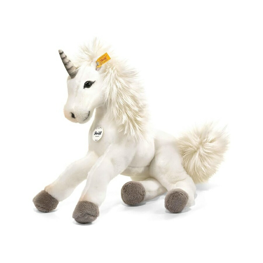 シュタイフ スターリー ぶら下がりユニ玉蜀黍 ぬいぐるみ 白いこと Steiff Starly Dangling Unicorn Plush, White