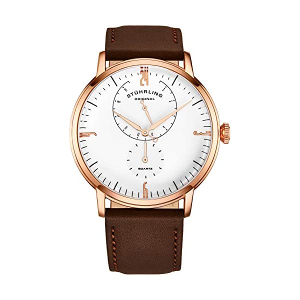 ストゥーリング オリジナル 腕時計 3969.1 アナログ メンズ 男性用 レザー 本革 時計 ウォッチ Mens Watches Horween Leather Watch Band - Minimalist Analog Dress Watch - Wrist Watch Domed Crystal - Mens Watch - 24 Hour Subdial- Watches for Men｜i-selection