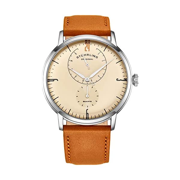 ストゥーリング オリジナル 腕時計 3969.1 アナログ メンズ 男性用 レザー 本革 時計 ウォッチ Mens Watches Horween Leather Watch Band - Minimalist Analog Dress Watch - Wrist Watch Domed Crystal - Mens Watch - 24 Hour Subdial- Watches for Men｜i-selection